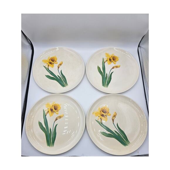 Jonquil by Universal Set of‎ 4 Luncheon Plates White Body, Yellow Flower & Bud - Picture 11 of 11